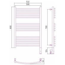 Полотенцесушитель электрический 800х500 сатин МЭМ правый, перемычка выгнутая Сунержа Богема 3.0 071-5803-8050