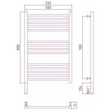 Полотенцесушитель электрический 800х500 шампань матовая МЭМ левый, перемычка прямая Сунержа Богема 3.0 022-5804-8050