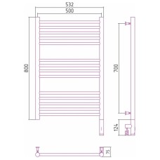 Полотенцесушитель электрический 800х500 шампань МЭМ правый, перемычка прямая Сунержа Богема 3.0 020-5805-8050