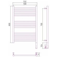 Полотенцесушитель электрический 800х500 золотой матовый МЭМ правый, перемычка прямая Сунержа Богема 3.0 032-5805-8050