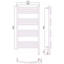 Полотенцесушитель электрический 1000х500 белый матовый МЭМ правый, перемычка выгнутая Сунержа Богема 3.0 30-5803-1050