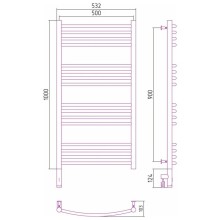 Полотенцесушитель электрический 1000х500 белый матовый МЭМ левый, перемычка выгнутая Сунержа Богема 3.0 30-5802-1050