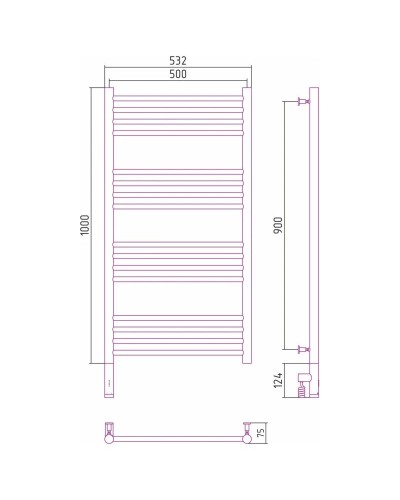 Полотенцесушитель электрический 1000х500 белый матовый МЭМ левый, перемычка прямая Сунержа Богема 3.0 30-5804-1050