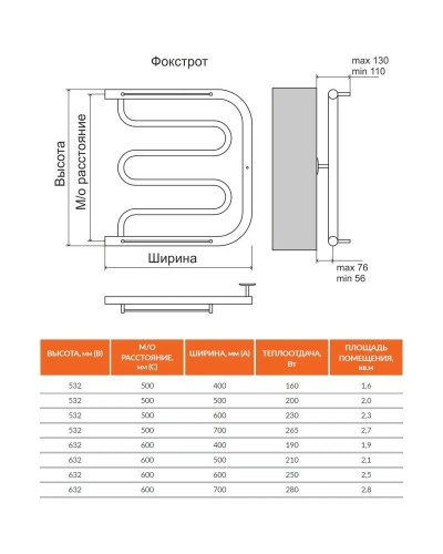 Полотенцесушитель водяной 632х700 бесшовный Terminus Фокстрот 4620768881473