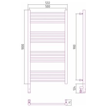 Полотенцесушитель электрический 1000х500 черный матовый МЭМ левый, перемычка прямая Сунержа Богема 3.0 31-5804-1050