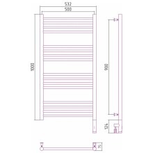 Полотенцесушитель электрический 1000х500 МЭМ правый, перемычка прямая Сунержа Богема 3.0 00-5805-1050