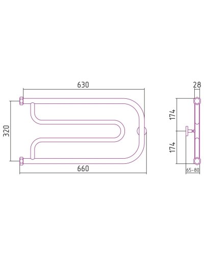 Полотенцесушитель водяной 320х650 Сунержа Гусли 00-0009-3265