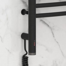 Полотенцесушитель электрический 1200х500 темный титан муар МЭМ левый, перемычка выгнутая Сунержа Богема 3.0 15-5802-1250