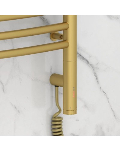 Полотенцесушитель электрический 1200х500 золотой матовый МЭМ правый, перемычка выгнутая Сунержа Богема 3.0 032-5803-1250