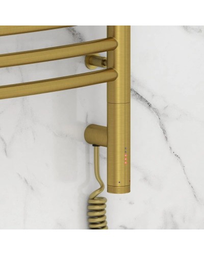 Полотенцесушитель электрический 1200х500 состаренная латунь МЭМ правый, перемычка выгнутая Сунержа Богема 3.0 051-5803-1250