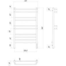 Полотенцесушитель электрический 900х500 ТЭН правый Lemark Linara П10 LM04910Z