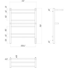 Полотенцесушитель электрический 700х500 ТЭН правый Lemark Pramen П7 LM33707Z