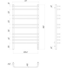 Полотенцесушитель электрический 900х500 ТЭН правый Lemark Luna П10 LM41910Z