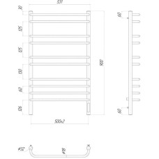 Полотенцесушитель электрический 900х500 ТЭН правый Lemark Luna П10 LM41910Z