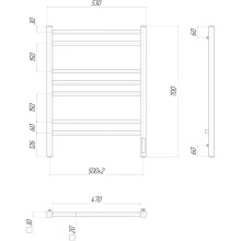 Полотенцесушитель электрический 700х500 ТЭН правый Lemark Unit П7 LM45707Z