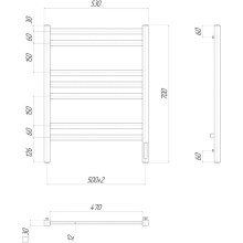 Полотенцесушитель электрический 700х500 ТЭН правый Lemark Melange П7 LM49707Z