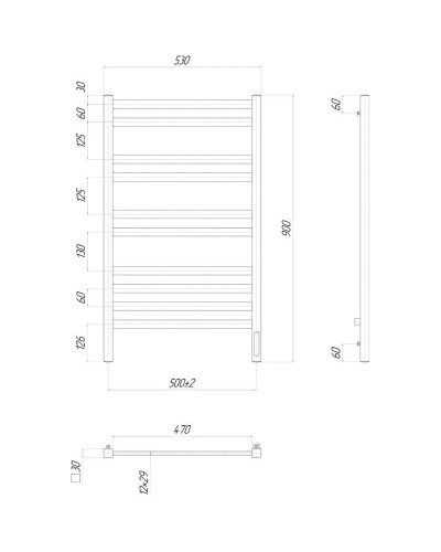 Полотенцесушитель электрический 900х500 ТЭН правый Lemark Melange П10 LM49910Z