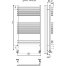 Полотенцесушитель водяной 1000х530 подключение нижнее Terminus Арт П16