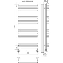 Полотенцесушитель водяной 1200х530 подключение нижнее Terminus Арт П18