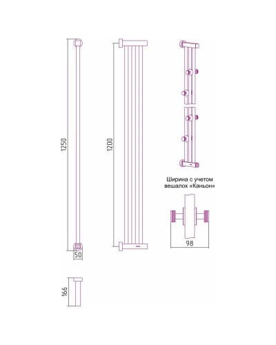 Полотенцесушитель электрический 1200х166 темный титан муар Сунержа Хорда 4.0 15-0834-1200