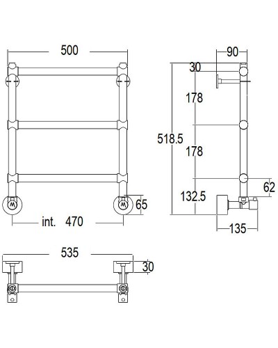 Водяной полотенцесушитель Margaroli Sole 440-3 4404703CRN Хром