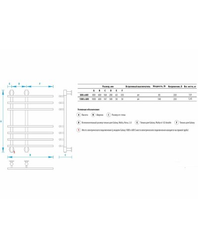 Электрический полотенцесушитель Energy Galaxy S 1000x600 EETR0GLXS1006000000 Хром