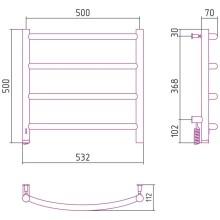 Полотенцесушитель электрический 500х500 cатин МЭМ левый Сунержа Галант 4.0 071-0830-5050