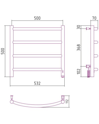 Полотенцесушитель электрический 500х500 МЭМ правый Сунержа Галант 4.0 00-0831-5050