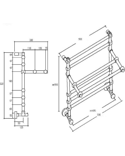 Водяной полотенцесушитель Margaroli Sole 452-5 4524705OBP с полкой Бронза