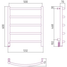 Полотенцесушитель электрический 600х500 белый матовый МЭМ левый Сунержа Галант 4.0 30-0830-6050