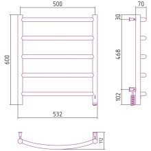 Полотенцесушитель электрический 600х500 белый глянец МЭМ правый Сунержа Галант 4.0 12-0831-6050