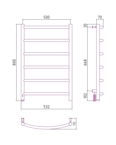 Полотенцесушитель электрический 800х500 темный титан муар МЭМ левый Сунержа Галант 4.0 15-0830-8050