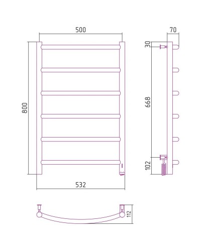 Полотенцесушитель электрический 800х500 сатин МЭМ правый Сунержа Галант 4.0 071-0831-8050
