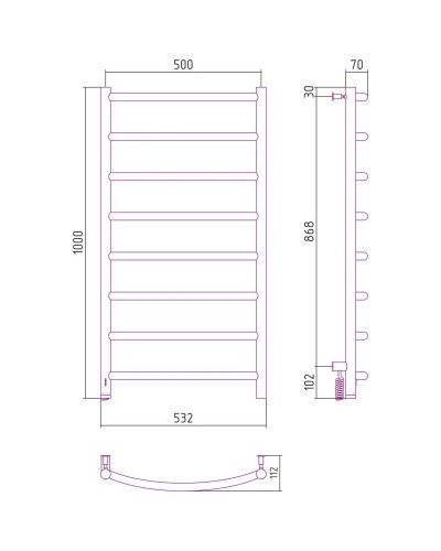 Полотенцесушитель электрический 1000х500 сатин МЭМ левый Сунержа Галант 4.0 071-0830-1050