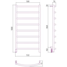Полотенцесушитель электрический 1000х500 темный титан муар МЭМ левый Сунержа Галант 4.0 15-0830-1050