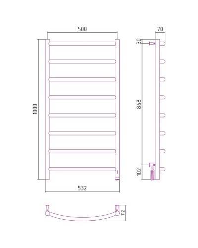 Полотенцесушитель электрический 1000х500 сатин МЭМ правый Сунержа Галант 4.0 071-0831-1050