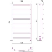 Полотенцесушитель электрический 1000х500 темный титан муар МЭМ правый Сунержа Галант 4.0 15-0831-1050