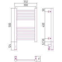 Полотенцесушитель электрический 500х300 сатин МЭМ левый, перемычка прямая Сунержа Богема 3.0 071-5804-5030