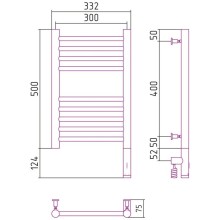 Полотенцесушитель электрический 500х300 шампань МЭМ правый, перемычка прямая Сунержа Богема 3.0 020-5805-5030