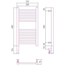 Полотенцесушитель электрический 600х300 сатин МЭМ левый, перемычка прямая Сунержа Богема 3.0 071-5804-6030