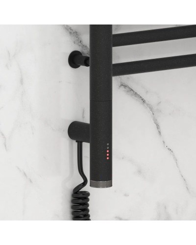 Полотенцесушитель электрический 600х300 темный титан муар МЭМ левый, перемычка прямая Сунержа Богема 3.0 15-5804-6030