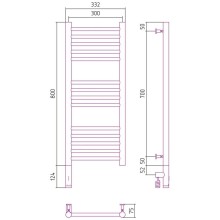 Полотенцесушитель электрический 800х300 золотой матовый МЭМ левый, перемычка прямая Сунержа Богема 3.0 032-5804-8030