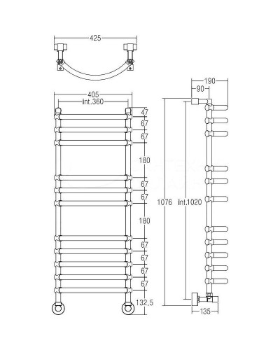 Водяной полотенцесушитель Margaroli Luna 434-11 4343711OBN Бронза