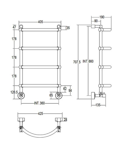 Водяной полотенцесушитель Margaroli Luna 432-4 4323704CRN Хром