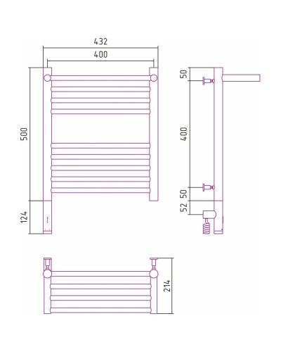 Полотенцесушитель электрический 500х400 состаренная бронза МЭМ левый Сунержа Богема с полкой 3.0 05-5806-5040