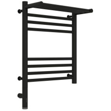 Полотенцесушитель электрический 500х400 черный матовый МЭМ левый Сунержа Богема с полкой 3.0 31-5806-5040