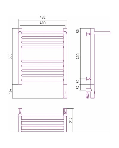 Полотенцесушитель электрический 500х400 золотой матовый МЭМ правый Сунержа Богема с полкой 3.0 032-5807-5040