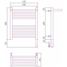 Полотенцесушитель электрический 500х400 черный матовый МЭМ правый Сунержа Богема с полкой 3.0 31-5807-5040