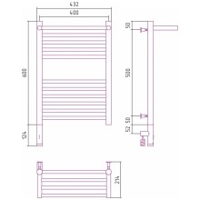 Полотенцесушитель электрический 600х400 шампань МЭМ левый Сунержа Богема с полкой 3.0 020-5806-6040