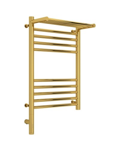 Полотенцесушитель электрический 600х400 золотой МЭМ левый Сунержа Богема с полкой 3.0 03-5806-6040